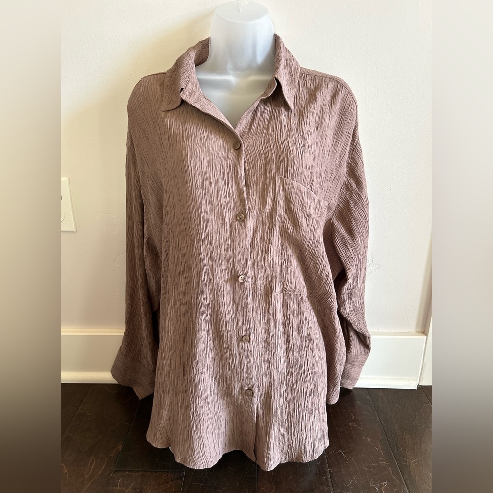 Abercrombie & Fitch Textured Button Down Shirt - Dusty Mauve